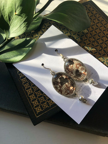Vintage print  drop earrings