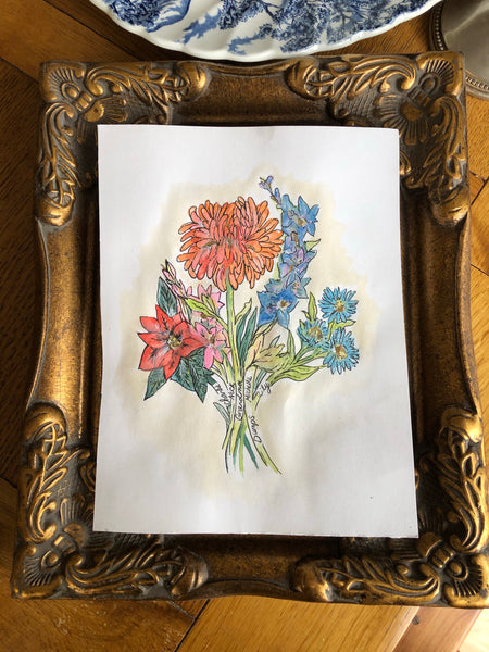 Family birth flower bouquet art