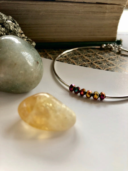 Thin stacker bracelet - rainbow effect