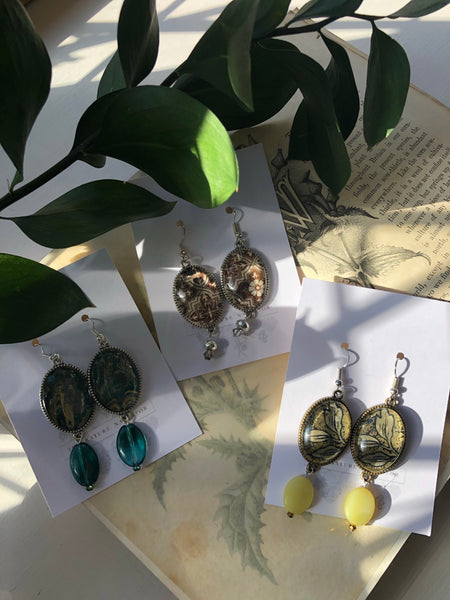Vintage print  drop earrings