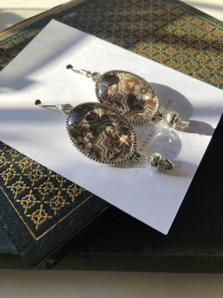 Vintage print  drop earrings