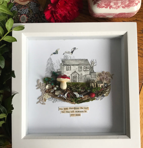 ‘Flown the nest’ Shadow box memory art work