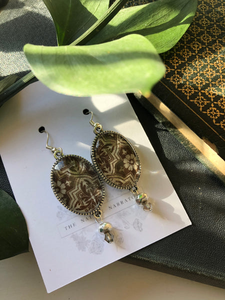 Vintage print  drop earrings