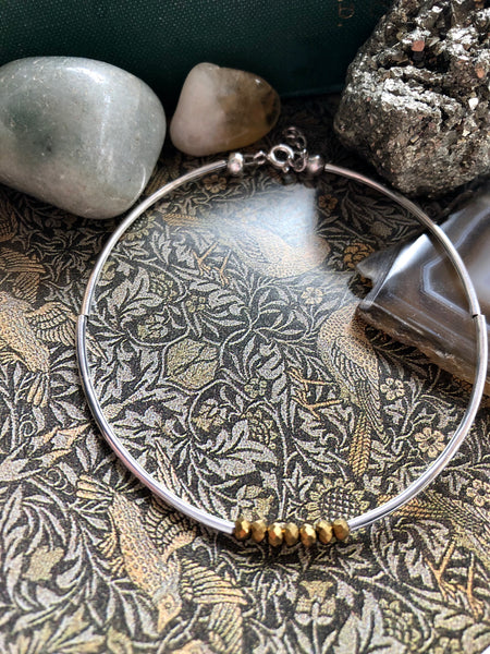 Thin stacker bracelet - Gold stone