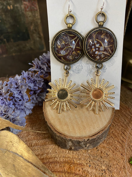 Burgundy and sunshine earrings