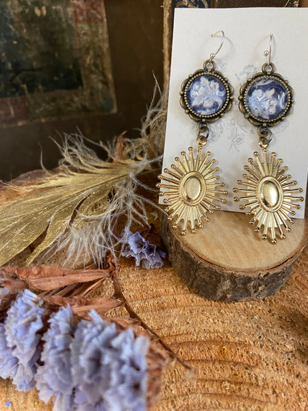 Blue and gold earrings