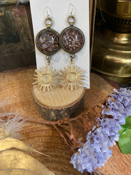 Burgundy and sunshine earrings