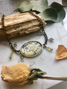 Gold floral print bracelet with Swarovski crystals
