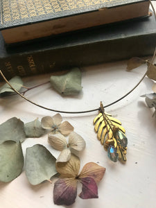 Botanical leaf metal necklace