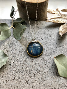 Blue and bronze Marble print necklace