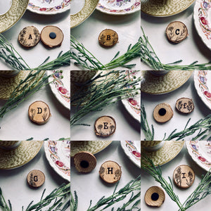 Illustrated Wooden slice fridge magnet - Alphabet