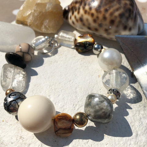 Mixed bead shell tones bracelet