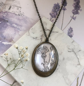 Carnation hand-drawn pendant - January birth flower