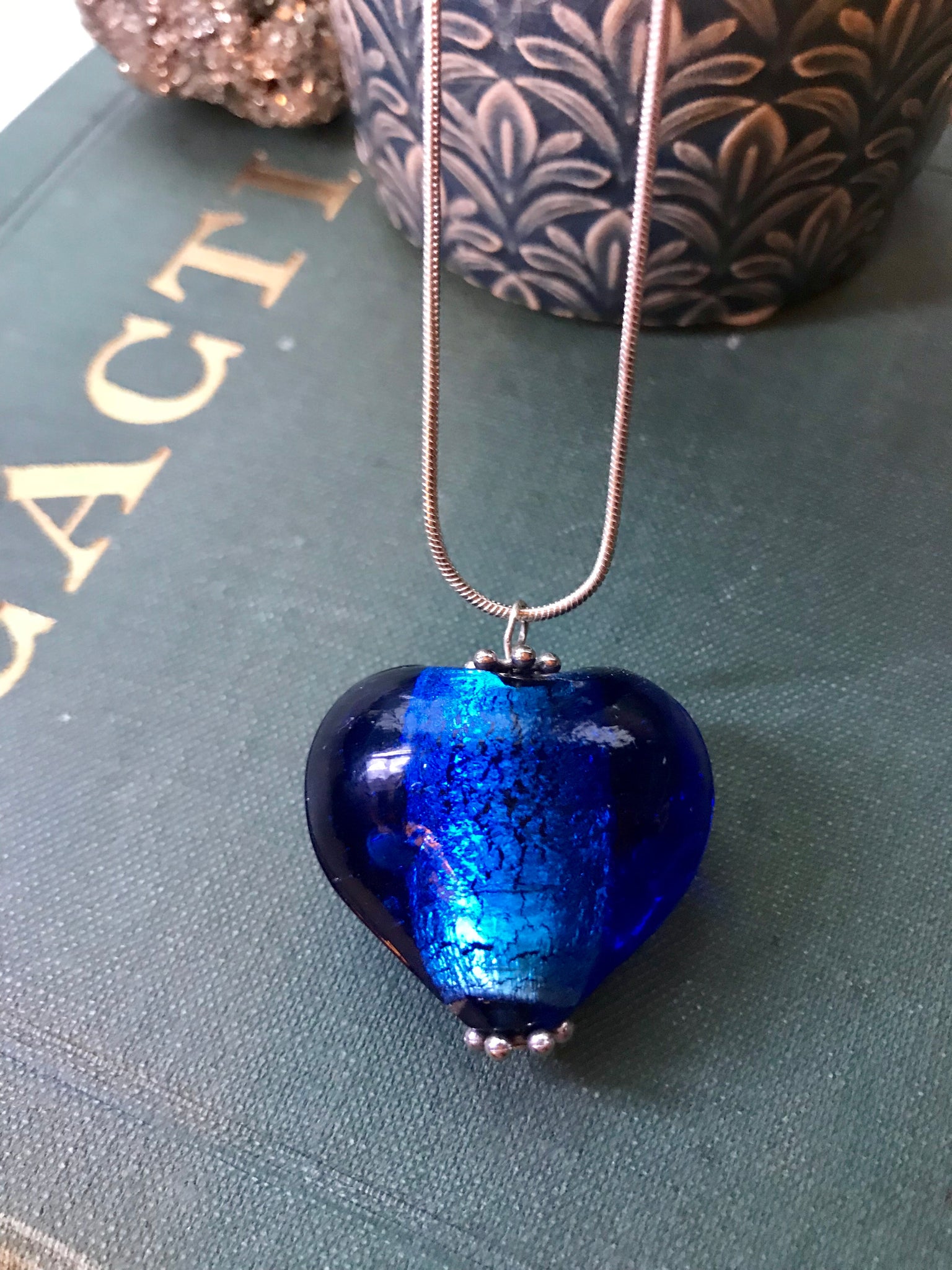 Bright blue heart pendant