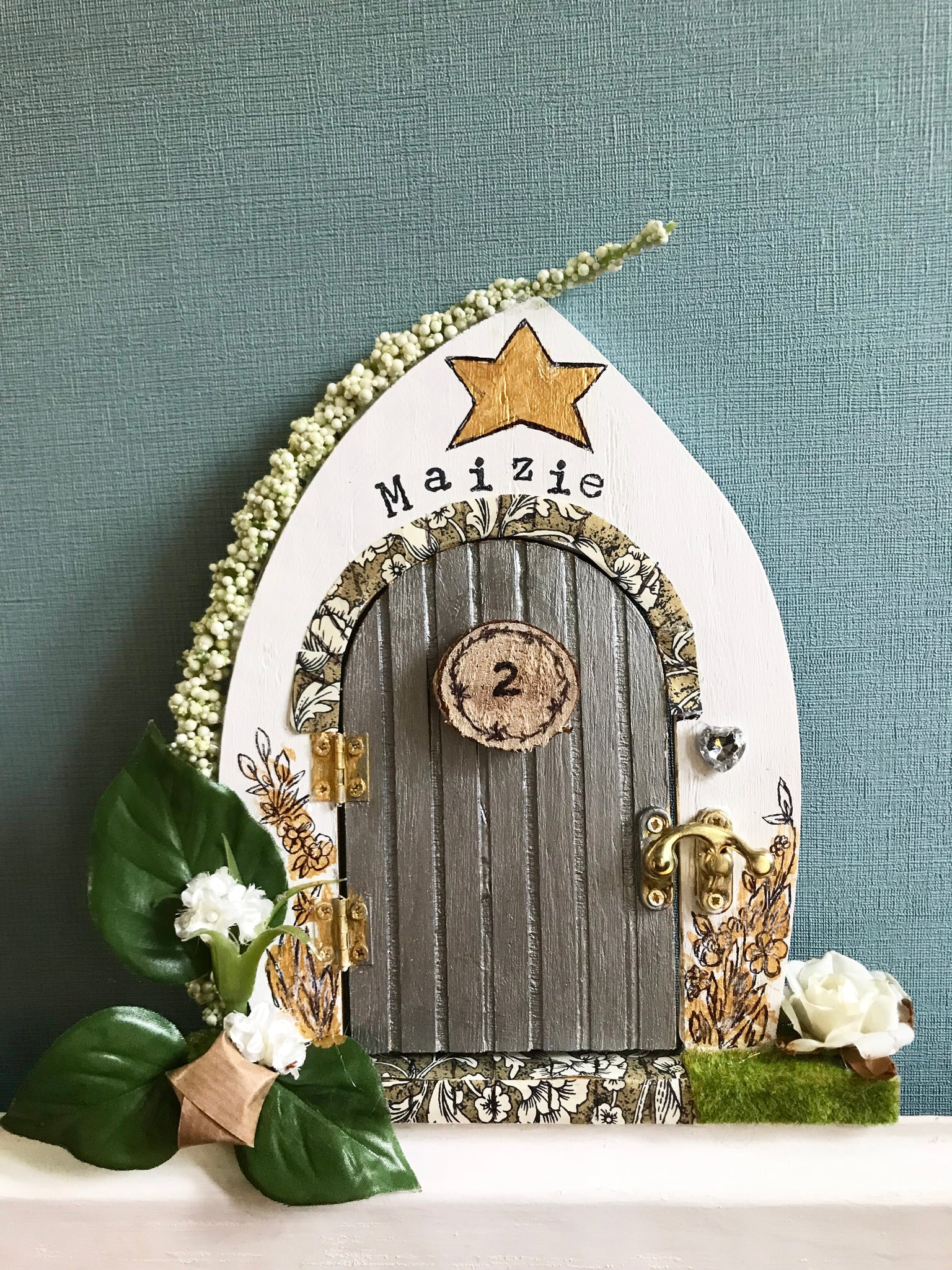 Silver door (christening present) fairy door