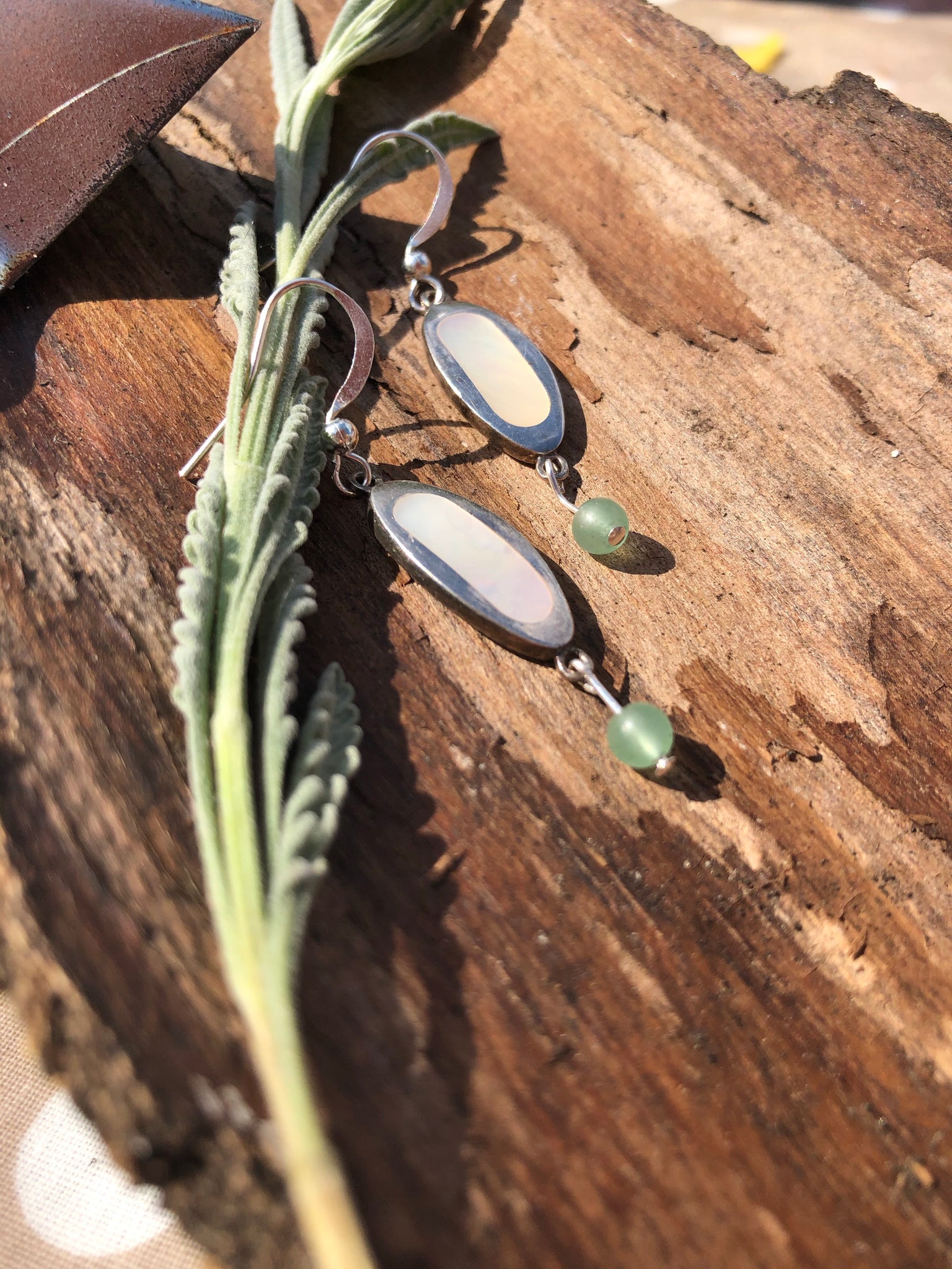 Silver and jade Drop earrings