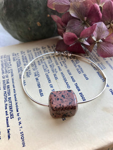 Square pink stone stacker bracelet