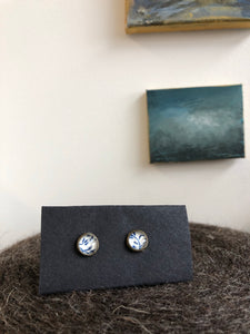 little blue vintage print stud earrings