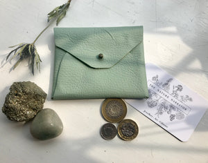 Pale green leather coin purse