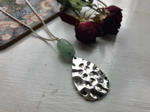Jade and silver drop pendant